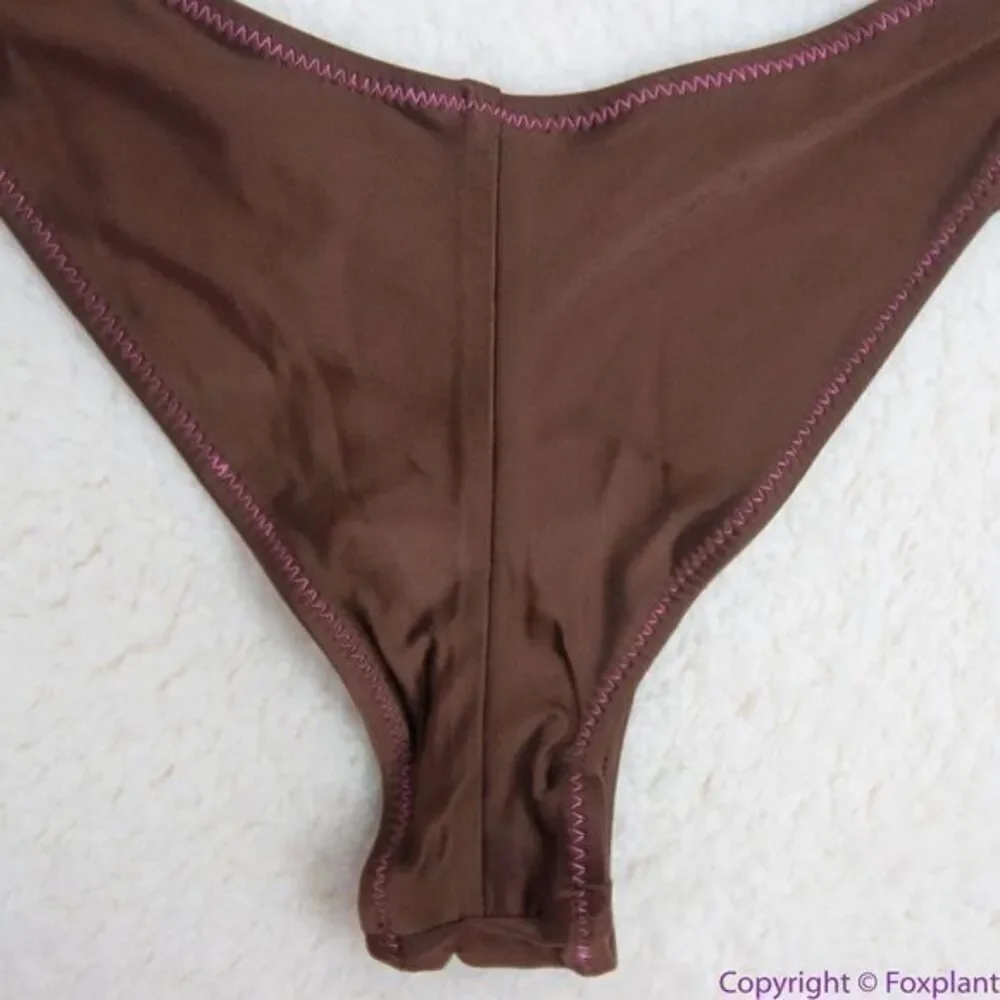NEW Frankie's‎ Bikinis Katarina Satin Cheeky Bikini Bottom, L